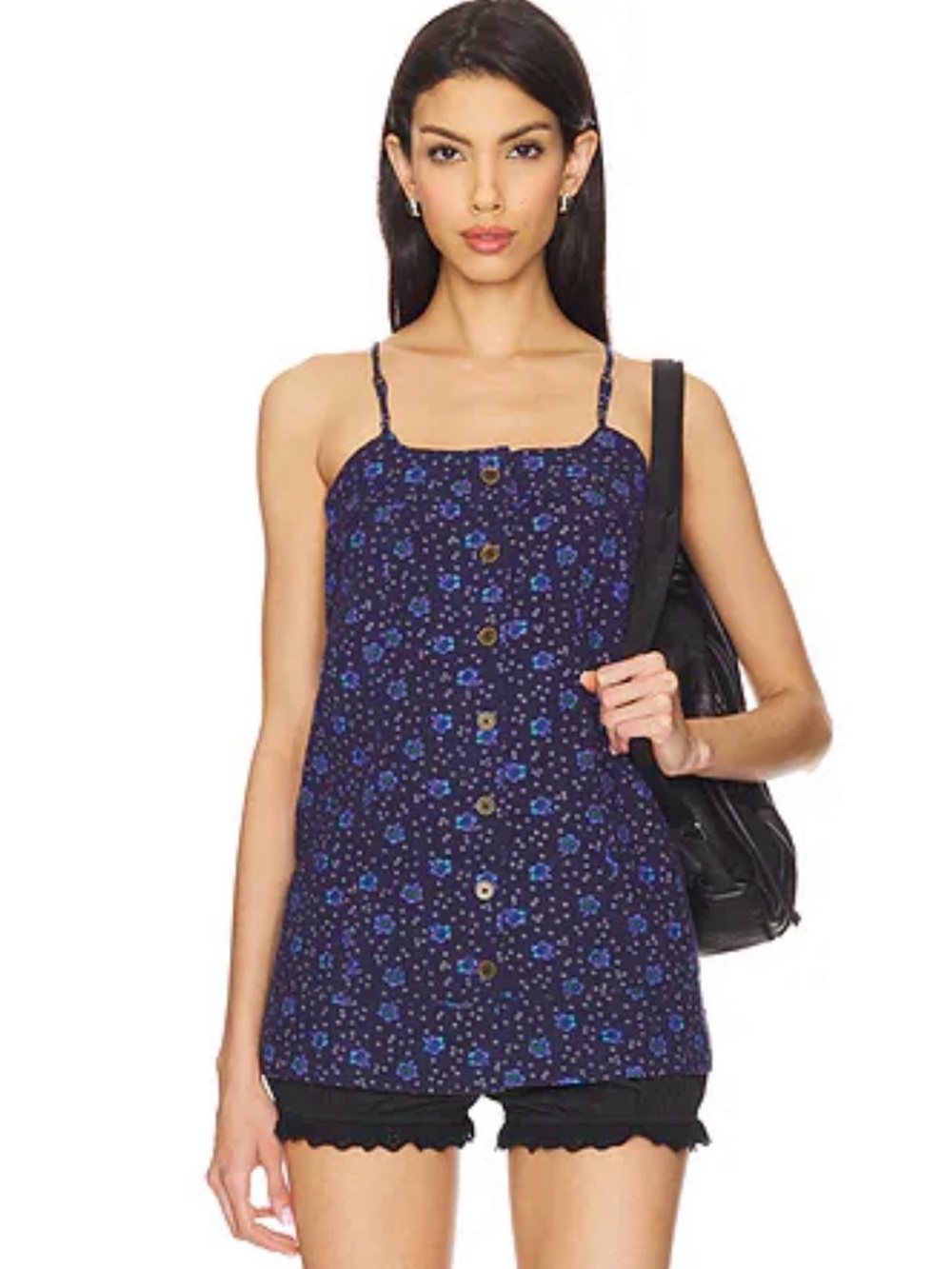 Free People Maddie Printed Tunic in Navy Combo